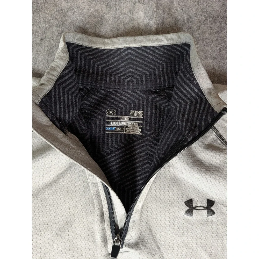 Under Armour ColdGear Mens Gray Textured 1/4 Zip Fitted Training Pullover SM - Picture 6 of 9